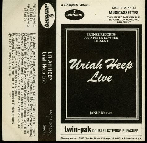 Uriah Heep – Uriah Heep Live (1973, Title Strip, Cassette) - Discogs