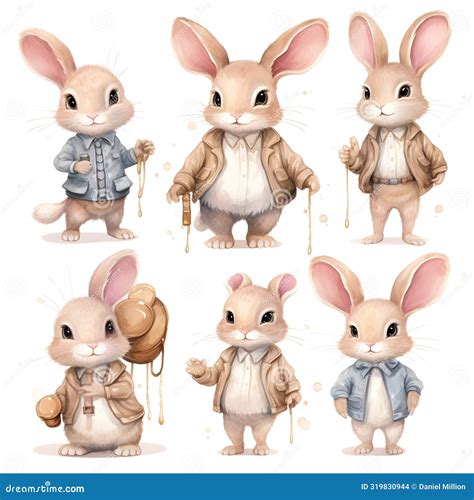 Marine Biologist Cute Bunny Blue Cute Bunny Watercolor Stock