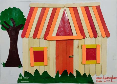 House made of Ice cream sticks and glaze paper | Ice cream stick, House ...