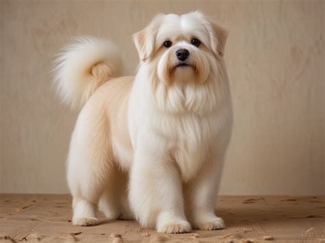 adorable fluffy dog posing elegantly   soft neutral background