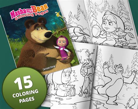 15 Coloring Pages From the Masha and the Bear Cartoon - Etsy