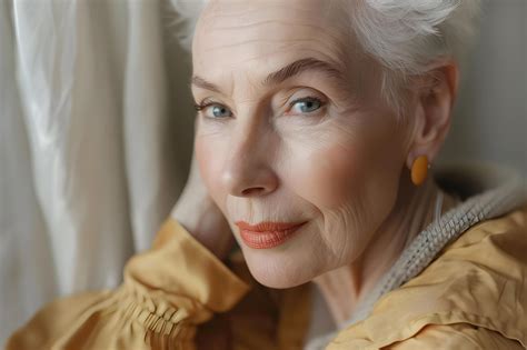 AI generated Timeless Beauty Senior Woman Radiates Grace in Peach Fuzz