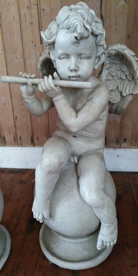 Large Cherub statues x 2. Home or Garden. Resin. 27'' high. | in ...