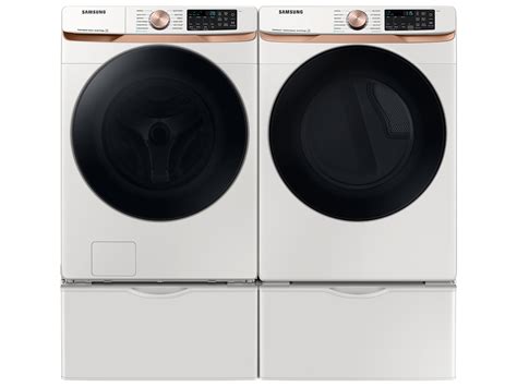 extra large capacity smart front load washer electric dryer  ivory