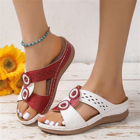 KBODIU Women's Platform Wedge Sandals with Arch Support Bohemian Floral