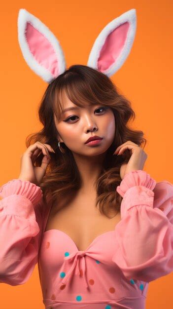 premium photo easter festival  asian woman wearing bunny ear