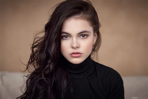 girl, Maxim Guselnikov, depth of field, long hair, Oktyabrina Maximova ...