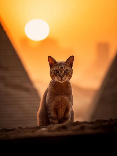 Premium Photo | Abyssinian cat in the front of the giza