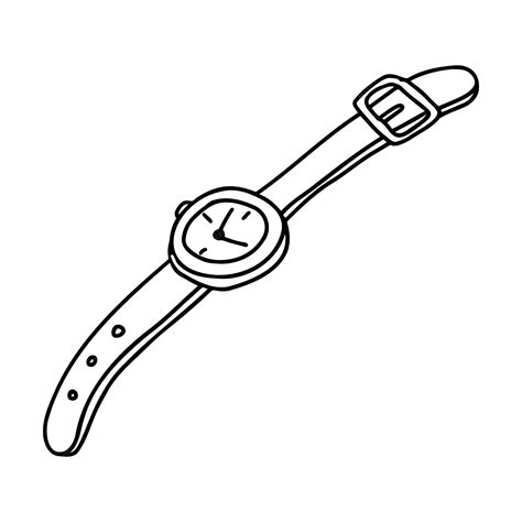 Premium Vector | Black and white wrist watch. doodle sketch timer