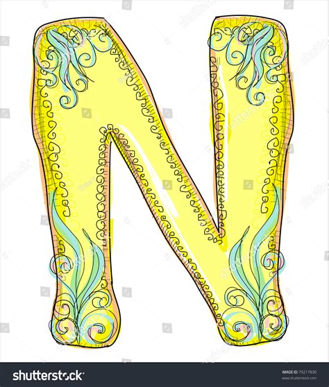 Alphabet, Golden Letter N Stock Vector Illustration 79217830 : Shutterstock