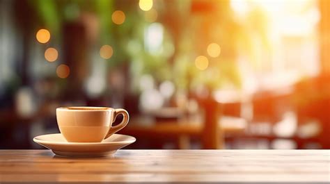 Premium AI Image | A cup of coffee on a table in a cafe