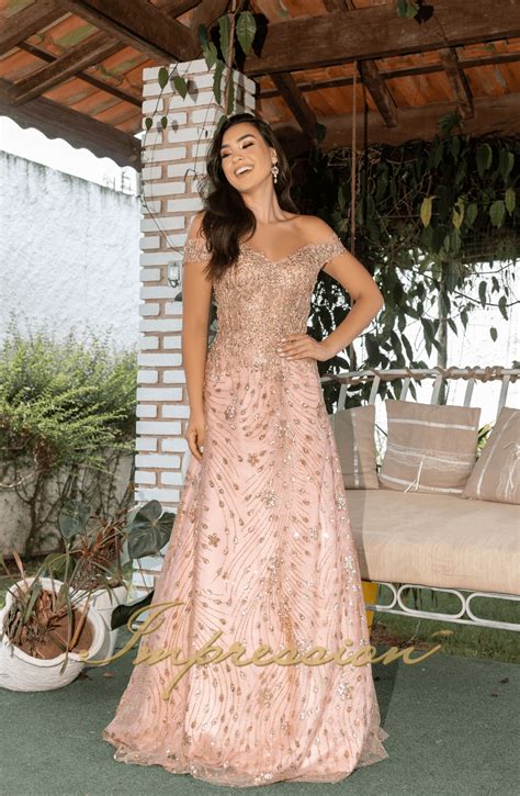 Vestido De Festa Rose Longo - Vestido de Festa Longo Rose Pedraria - Impression Modas