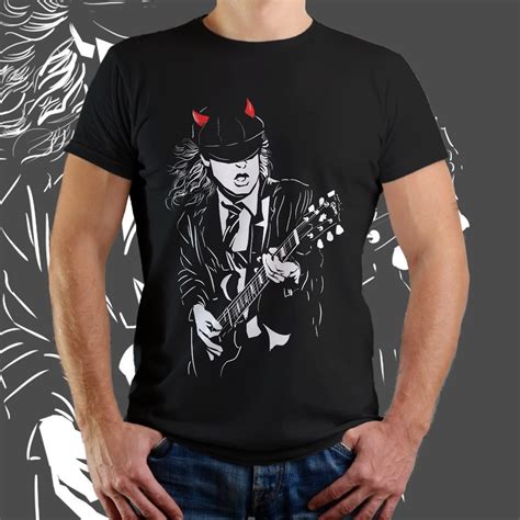 camiseta unissex acdc angus young highway  hell preta camisa geek