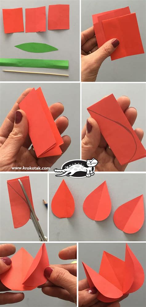 Тюльпаны своими руками. Тюльпан из бумаги своими руками | Flower crafts ...