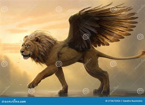 A Lion with Wings from Bible. Generative AI Stock Illustration ...