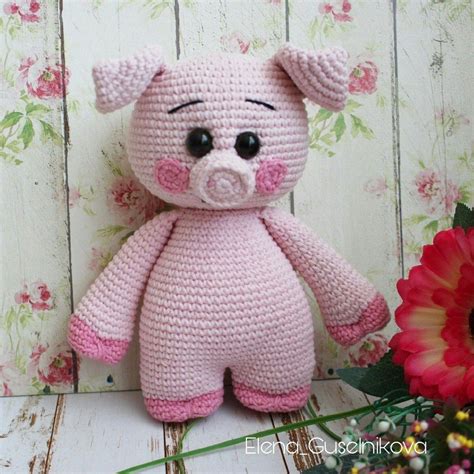 Розовый поросенок амигуруми крючком | Hi Amigurumi