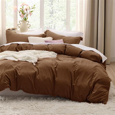 amazoncom bedsure brown duvet cover king size  pieces prewashed
