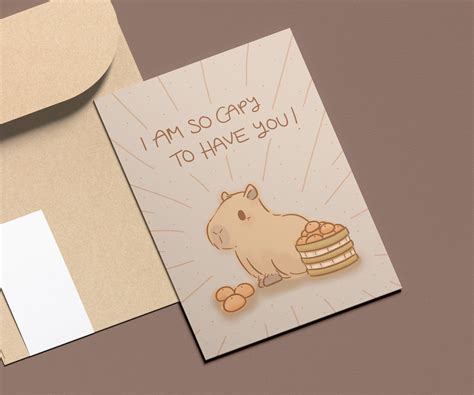 Capybara Card Printable Card Capybara Gratitude Card Greeting Card Cute