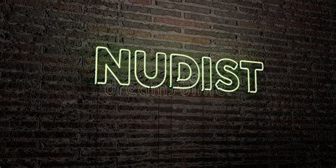 NUDIST -Realistic Neon Sign on Brick Wall Background - 3D Rendered ...