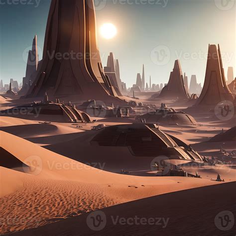 futuristic modern city building in sand desert, generative art by A.I ...