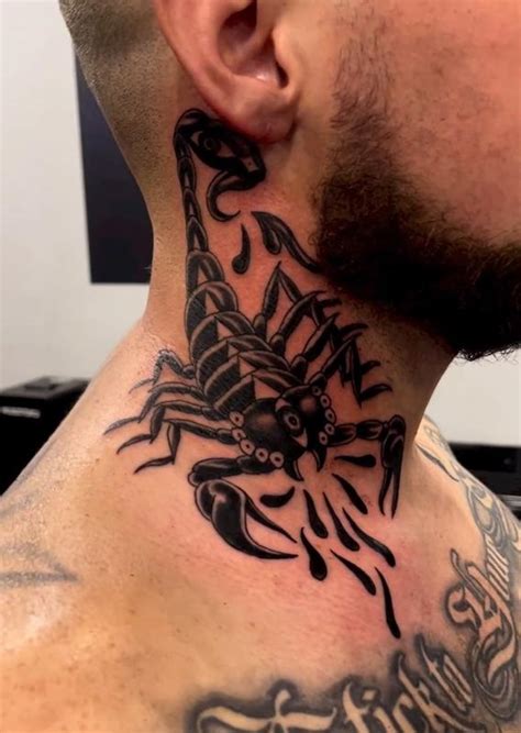 Blackwork Scorpion Neck Tattoo by Justin Gorbey: TattooNOW