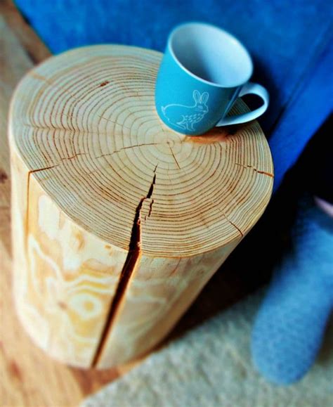 natural log side table stool