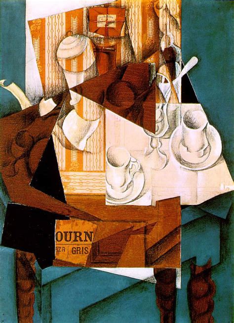 Gris Breakfast, 1914, Papier colle, crayon, and oil on canva — Juan Gris
