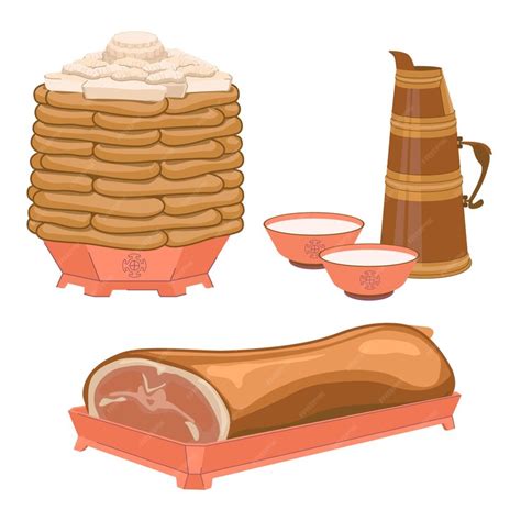 Premium Vector | Traditional dishes for the celebration of the ...
