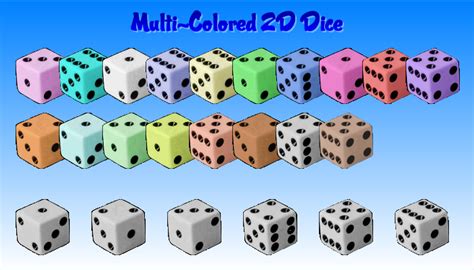 18 Colored 2D Dice | GameDev Market