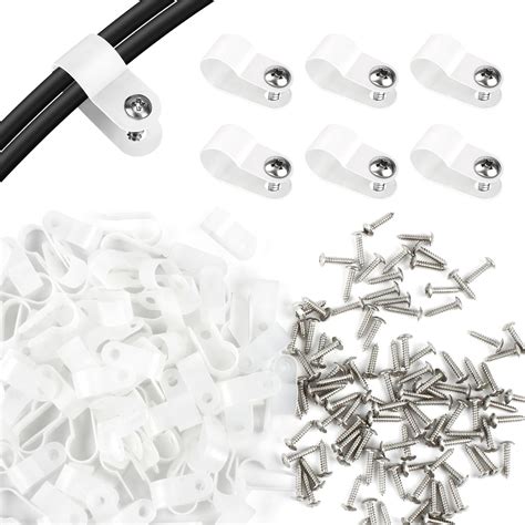 200 pcs Cable Clips for Cord Management with Screws and Electrical Wire