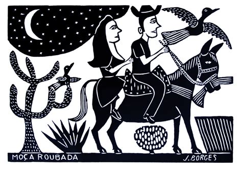 Impressões De Borges - A Xilogravura De Bezerros - Moça Roubada, xilogravura de J.Borges (Bezerros-PE, 1935) - Bonifácio