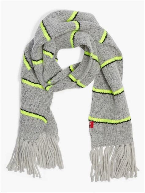 Neon Green Striped Scarf | Levi's | STYLEFAV