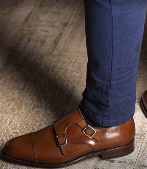 Dark Blue / Navy Chinos . Mid Brown / Tan Monkstrap Oxford Shoes ...