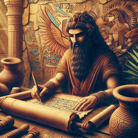 scribe writing scrolls royalty  stock illustration