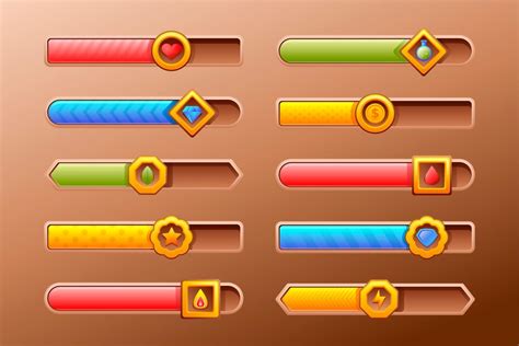 Free Vector | Video game health bar element collection
