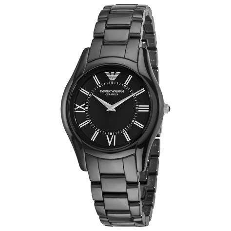 Emporio Armani Women's 'Ceramic Slim' Black Dial Watch - Free Shipping