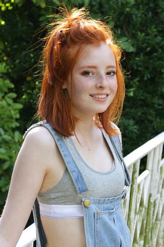 image  young pretty teenager redhead girl face profile  red hair
