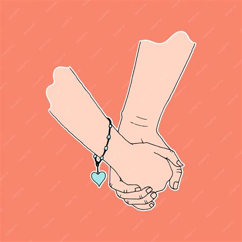 Couple hand holding, symbol of affection and care, simple flat color | Premium Vector