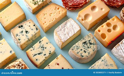 types  cheese   light concrete background stock image