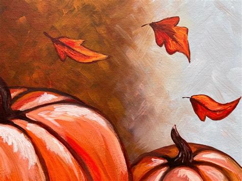 Fall Pumpkin Original Painting Acrylic Fall Decorations Autumn Wall Art ...