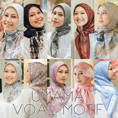 Jual Terbaru! Kerudung UMAMA VOAL Motif Segi Empat Hijab Jilbab ...