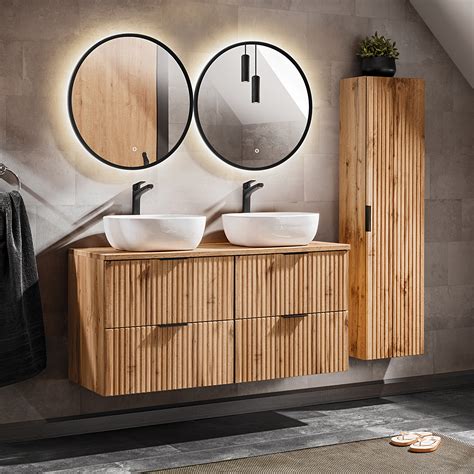 ensemble meuble double vasque cm  colonne adriel bois ensemble