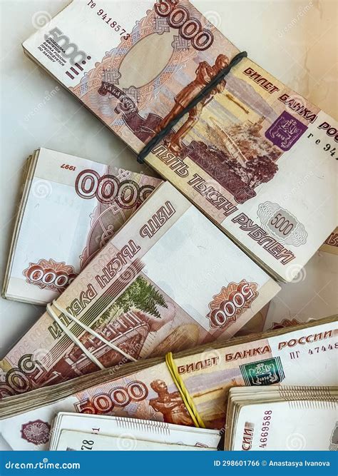 Bundles of Five-thousand-dollar Bills Lie in a Fan. Banknotes with a