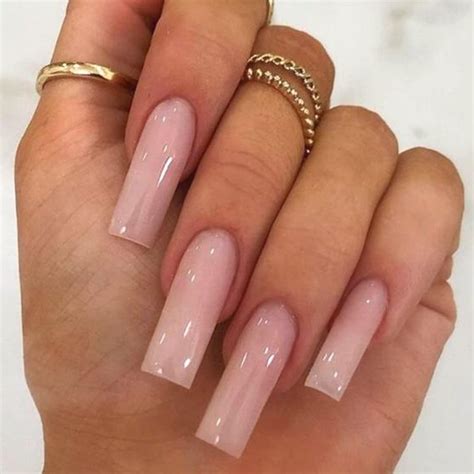 Amazon.com: YOSOMK Square Press on Nails Long Pink Nude Fake Nails