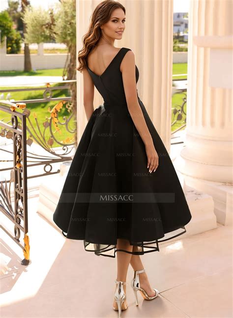 Simple Cap Shoulder A-Line Tea-Length Homecoming Dresses - Missacc