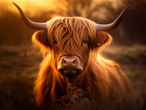 Majestic Highland Cow in Golden Hour Light: Fine Art Photography - Free ...