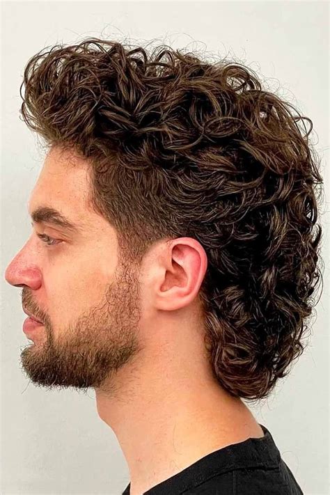 permed mullet modern curly mullet  men men haircut curly hair fade