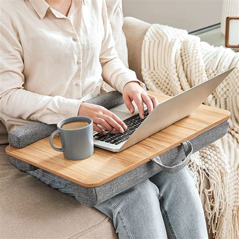 cute wooden lap desk with bamboo top padded wrist rest upholstered back ...