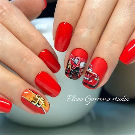 Молния Маквин 😊 Роспись Gelcolor by OPI.Основной красный - гель-лак ...