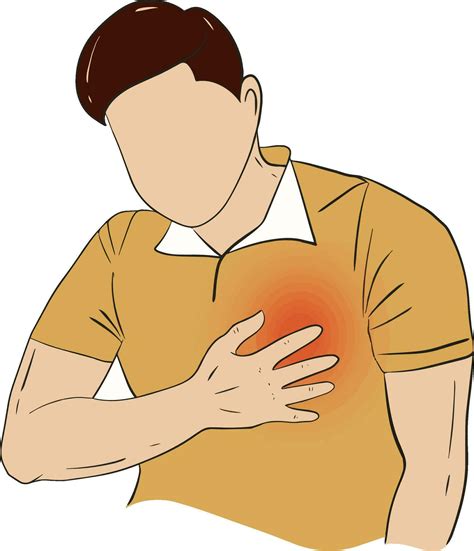 hand drawn cartoon illustration   man touching  heart fights chest